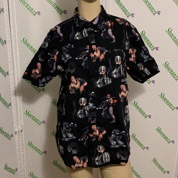 Middle Of Beyond Button Down Shirt RoboCop MOB Officer Alex Murphy Black Mens M - Picture 1 of 4